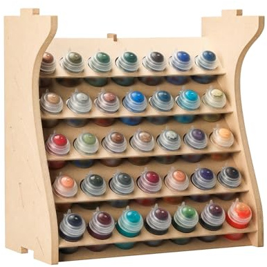 Bucasso Wooden Painting Organizer with MDF Material for 35 Bottles Paint, Craft Painting Stand Suitable for Tamiya/Vallejo/Citadel, GK11 (Can be combined with other models
