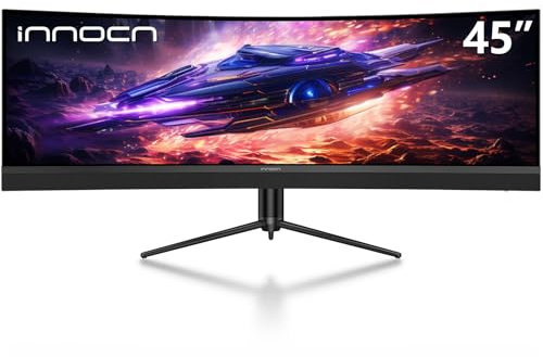 INNOCN 45C1R 45 5K2K 5120 x 1440p Ultrawide Curved Gaming Monitor, R1500, HDR400, USB Type-C 90W Power Delivery, PIP/PBP, Built-in Speaker, Height Adjustable, Black