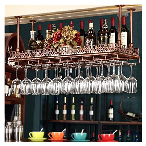 MAZAGE Portabottiglie da Bar Portabicchieri da Vino Sospensione a soffitto Portabottiglie da Vino Portacalice in Stile Ktv J1022, Rame, L60×L35cm Needed