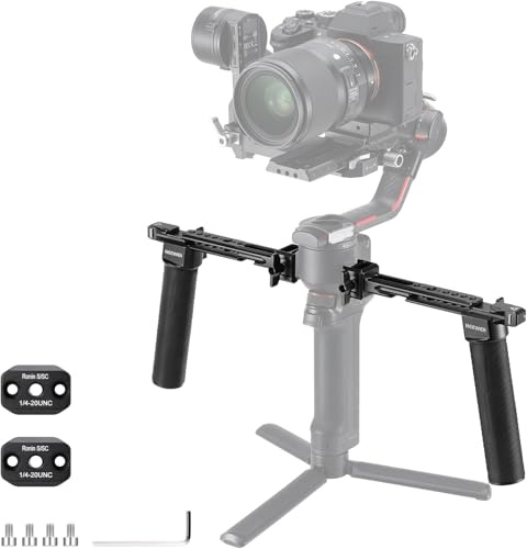 NEEWER Dual Handgriff Kompatibel mit DJI RS5 RS4 RS4 Pro RS3 RS3 Pro, GA006 | für RS2 RSC2 Ronin S SC Gimbal, Dual Griff Set mit 2 Mini NATO Schienen, Schnellwechsel NATO Klemmen, 1/4 & 3/8 Gewinde