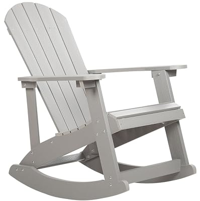 Beliani Moderner Muskoka Garten-Schaukelstuhl hellgrau mit Breiten Armlehnen Adirondack