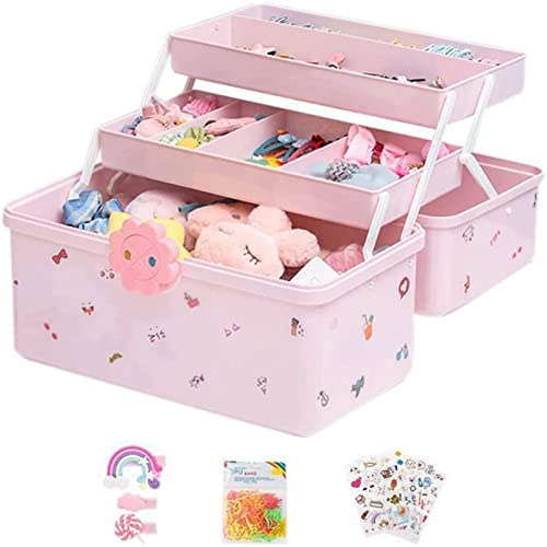 Amesor Aufbewahrungsbox Für Haarschmuck Kinder - Mädchen Schmuckschatulle | Schmuckschatulle Kinder Mädchen | Kopf-Se -Haarnadel-Bastel-Organizer, Tragbare Box, Schmuckkästchen Für Haarbänder, Clips
