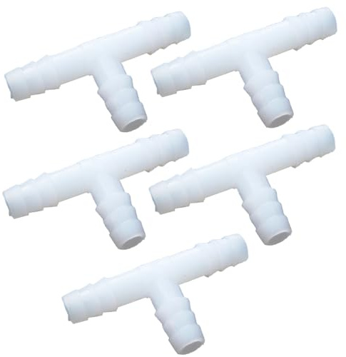 TopHomer Schlauchverbinder mit Widerhaken, T-Verbinder aus Kunststoff, Luftschlauch Adapter, Aquarium-Zubehör, 5er Pack 8mm