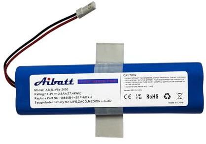 Aibatt Batería de ion de litio de repuesto para iLife Zaco V5s Pro, V5x, V4, V3s Pro, V8s, V50, V80, V85, Home Cleaner, repuesto para iLife 18650B4-4S1P-AGX-2 (14,4 V/2600 mAh)