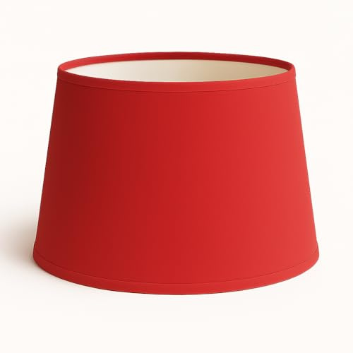 35 cm Pantalla, Tela de Algodón, respaldo de PVC Blanco, Producto Hecho a Mano, para Lámpara de Mesa, Lámpara de Pie (Rojo)