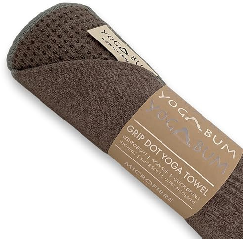 Yogabum Grip Dot - Toallas para esterilla de yoga, antideslizantes, toalla de yoga ecológica (café)