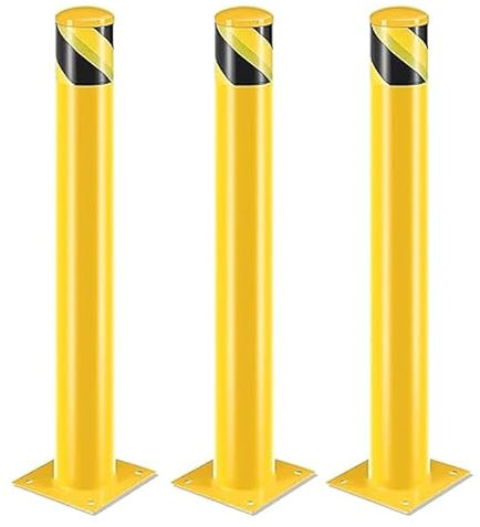 Poteau de borne, 91 cm, barrière de parking pour stationnement, Pilona jaune leurres parking pour planification routière (Φ8,9 cm, 3 pièces)