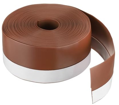 sourcing map Weather Stripping Door Seal 26.25ft x 45mm Silicone Seal Strip for Door Draft Stopper Adhesive Tape Window House Shower Glass Gaps Length 8m, Brown