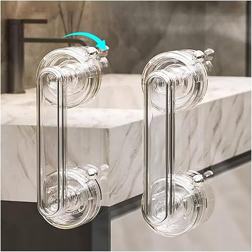 EHERDM 2 manijas de puerta con ventosa, sin perforaciones, impermeables, para ventanas y armarios, tiradores de puerta extraíbles de fuerte sujeción para baño, cocina, transparente