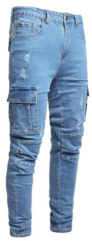 JENY-LUCK Men's Skinny Jeans, Slim Fit Pencil Pants, Ripped Distressed Denim Jeans