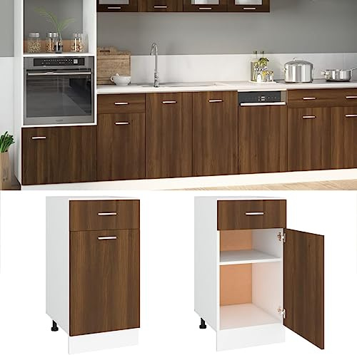 Myheimly Küchenschrank,Unterschrank Küche, Küchenmöbel, Küchenzeile,Standschrank Küche,Wandschränke,Aufbewahrungsschrank Unterschrank mit Schublade Braun Eichen-Optik 40x46x81,5 cm