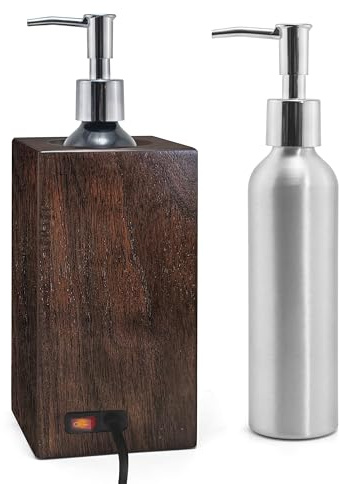 Elitzia noyer huile de massage chauffe automatiquement avec 2 pompes à huile de massage bouteille Lotion chauffe distributeur avec une température de chauffage de 122-140°F ETOH01