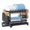 Teklemon Escurreplatos de 2 Niveles, Escurridor de Platos Desmontable Organizador de Escurreplatos Fregadero de Acero Inoxidable con Bandeja de Goteo, Cubertería Extraíble y Portavasos (05)
