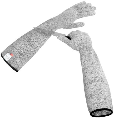 flintronic Anti-klippta handskar, 45 cm klippbeständiga långa ärmar, certifierad EN 388 nivå 5 skydd, trädgårdshandskar, matlagningshandskar, tunna och lätta, tvättbara