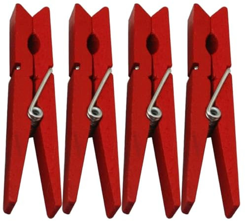 Alipis Mollette per Bucato in Legno da 7,4 Cm 40 Pezzi Rosse Metallo per Fissaggio Trapunte e Vestiti Antivento per Uso Quotidiano