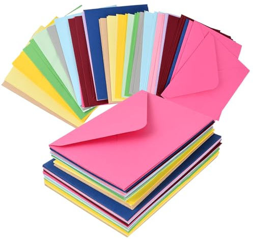 72 Pièces Enveloppes Colorées, 12 Couleurs Enveloppe Cadeau, 2 Tailles Enveloppe sans Fenêtre, Enveloppe Couleur Petite pour Anniversaire, Mariage, Fête