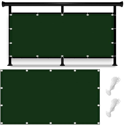 Tenda a Vela Parasole Rettangolare Vela Ombreggiante 120 x 250 cm Parasole, Ntistrappo, con Fune Telo Ombreggiante Quadrato Impermeabile Rete Parasole per Giardino, Balcone, Verde Scuro