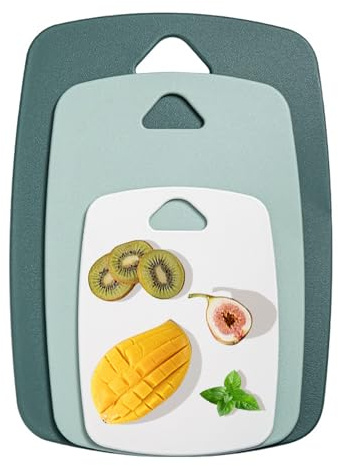MEETOZ Chopping Board Set of 3, BPA Free Chopping Boards for Kitchens with Handle, Multi Colour Chopping Board Set, Dishwasher Safe Cutting Board