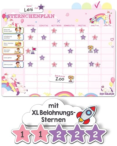 PANDABANDE Belohnungstafel Kinder mit 300 Magneten für 2 Kinder | Montessori Belohnungssystem für mehr Verantwortung - Magnetische Aufgabentafel & To Do Liste Kinder