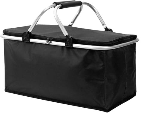 30 L Einkaufskorb Faltbar, Tragekorb, Einkaufskorb Kühltasche,Groß Picknickkorb Mit Gepolsterten Griffen, Einkaufstasche Mit Alurahmen Ideal Für Reisen, Picknick, Einkaufen