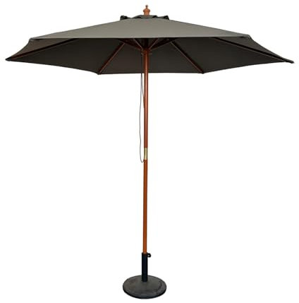 Mojawo XXL Hochwertiger Holz Sonnenschirm Gartenschirm Marktschirm Holzgestell Seilzug Grau UV15 - Ø4xH2,7m