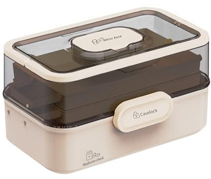 Scatola di medicinali a tre strati - Organizzatore chiaro, archiviazione pieghevole, di blocco | Contenitore di distributore compatto, vassoio di smistamento versatile (per l'uso di viaggi sc