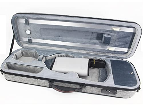 MQPALZKD Grey Rectangular Violin Case Large Storage Space with Hygrometer 4/4 Violin Case
