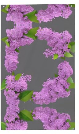 Drapeau décoratif d'extérieur avec fleurs lilas encadrées - Pour intérieur et extérieur - Décoration de vacances