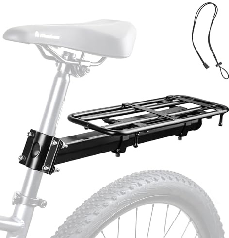 MEGHNA Porte-bagages arrière universel pour vélo - Charge maximale : 30 kg - Réglable pour roues de 20 à 29 - Porte-bagages robuste en aluminium - Montage facile avec outils