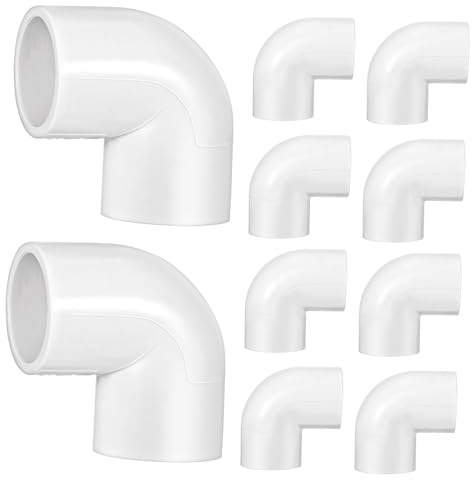 ORFOFE Set 10 Pezzi Raccordi Gomito a 90 Gradi in Pvc Bianco per Tubazioni Acqua Resistenza a Rottura e Crepe per Impianti Idraulici