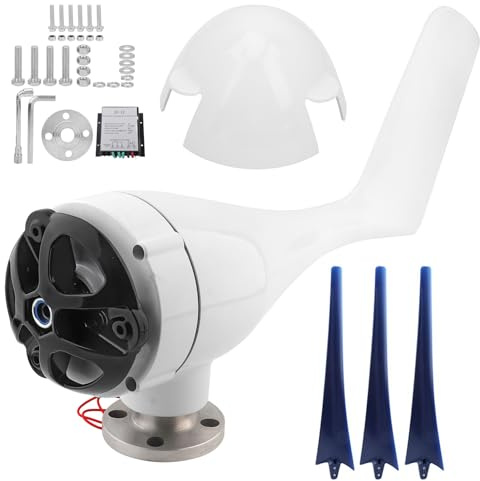 XZXCVN Pale Eoliche Domestiche 1200W 3 Lame Kit Turbina Eolica 24V Blu - Alta Efficienza Aerodinamica, Generatore Permanente, Ideale per Casa e Barca (Blu)