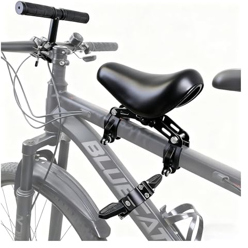 alouweekuky Seggiolino Anteriore per Bicicletta, Seggiolino Bici per Bambini con Braccioli e Pedane, Seggiolino Anteriore per Bici da Montagna, City Bike e Bici Pieghevoli