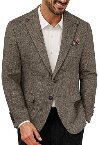 PJ Paul Jones Sakko Herrkavaj, vintage, ullblandning, tweed, blazer, normal passform, kaffe, XL