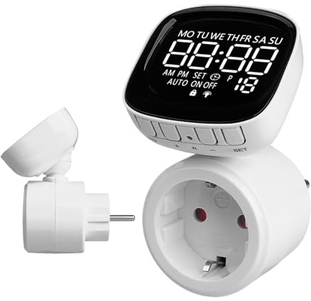 Bawiaueu Timer per Presa Elettrica - Presa Programmabile, Con Timer Digitale,Per Giardino Per Piscina Per Acquario Da Interno Per Cucina Da Esterno Per Lampada Per Casa Per Vacanze