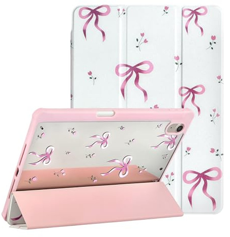Fycyko for iPad (A16) 11th Generation 11 Inch 2025/iPad 10th Generation 10.9 Inch 2022 Case,Aesthetics Bow Flower Print Design with Pencil Holder Shockproof Protective Cover,Bowknot