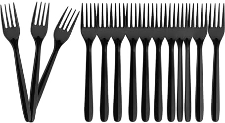 Mehrweg Gabel Schwarz – 500 Stück – Spülmaschinengeeignet bis 125 Waschgänge – Wiederverwendbare Gabel für Gastronomie & Catering - 500 Stück (Schwarz)