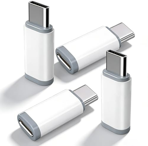 4-pack iPhone till USB C-adapter för Lightning hona till typ C hankontakt adapter stöder endast laddning och datasynkronisering kompatibel med iPhone 17/16/15 Pro Max Plus, iPad/Air, Galaxy, inte för