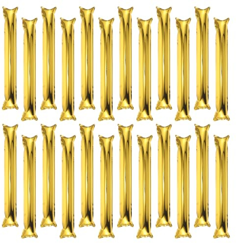 BESPORTBLE 32 Pcs Inflatable Golden Cheering Sticks, Aluminum Film Noise Makers for Sports Events, Party and Football Games, Reusable Thunder Sticks for Stadium Fan Support