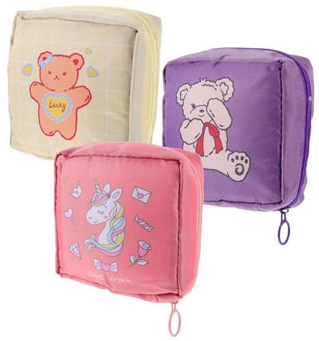 NIYANGLE 3 Stück pack Tragbare Kleine Tasche aus Nylon Waschbarer Münzbeutel für Hygieneartikel Praktische Kulturbeutel für Frauen für Täglichen Gebrauch und Periode