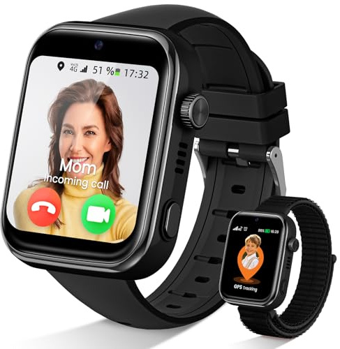 SWGOTA Smartwatch Kinder mit Videoanruf & GPS, Kinderuhr mit 5 Sportmodi, 820 mAh Hochkapazitätsakku, IP68 Kids Smartwatch Geschenke 4-12 Jahren (Schwarz)