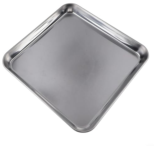 Rostfritt stål bakplåt kvadratisk robust kakplåt för jämn värmefördelning för perfekt för bakning av kakor och bakverk i ugnen hållbara köksverktyg diskmaskinssäkra (25 x 25 x 2,5 cm)