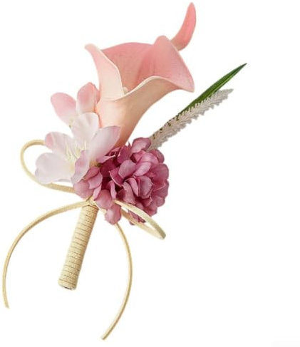 Calla Lilie Boutonniere für Herren - Hochwertige Künstliche Blume Anstecker Hochzeit Bräutigam Taschendeko Langlebig(1)