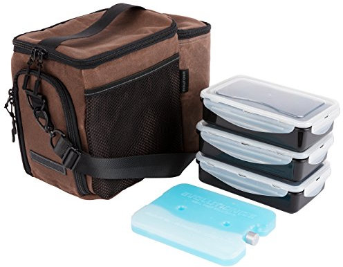 EVOLUTIONIZE Borsa per la preparazione dei pasti, sistema completo di gestione del portapranzo, include contenitori per la preparazione dei pasti + impacco di ghiaccio (3 sacchetti termici per pasti,