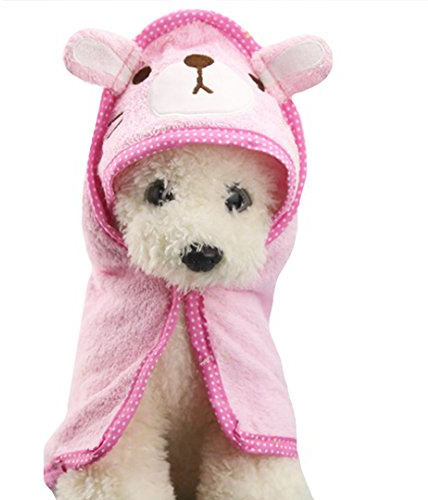 Goclothod Pet Hooded Bath Towel Cartoon Drying Bath Towel Absorbent Bathrobe Warm Blanket