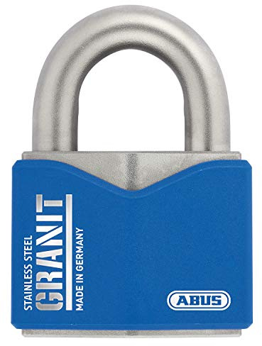 ABUS Vorhangschloss Granit 37ST/55 - Edelstahl, Sicherheitslevel 10 | Hochsicherheitsschloss für Lagerhallen & Industrieanlagen – Edelstahlbügel, doppelte Verriegelung, 2 Schlüssel, 62 mm