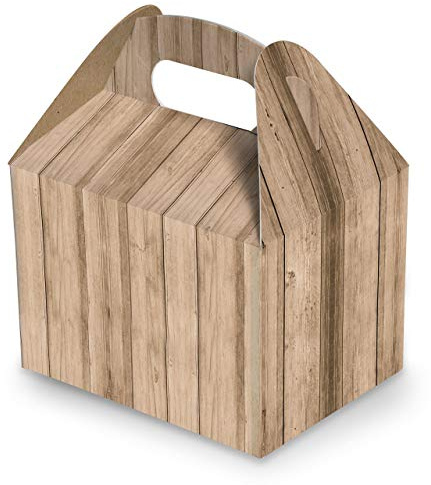 Logbuch-Verlag 10 Geschenkboxen in Holzoptik braun hellbraun 18,5 x 12,5 x 12 cm - Geschenkschachtel mit Tragegriff - Präsentbox Verpackung Geschenke