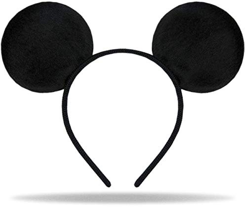 Hatstar Haarreifen mit Maus Ohren | Micky Mouse Ears in schwarz | Kopfschmuck für Kinder, Damen & Herren | Haarschmuck Accesiore für Motto Party, Karneval & Fasching