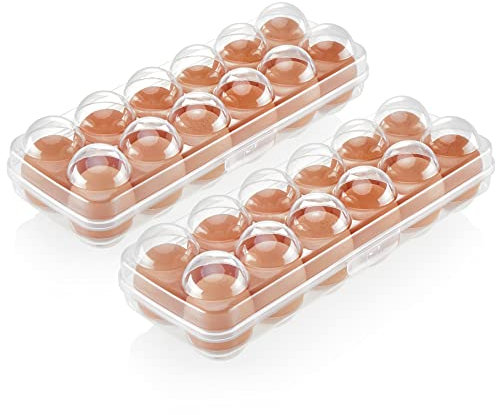 COM-FOUR® 2x Caja de huevos para 12 huevos - Almacenamiento de huevos - Contenedor de huevos para la nevera - Soporte de huevos para huevos fresco