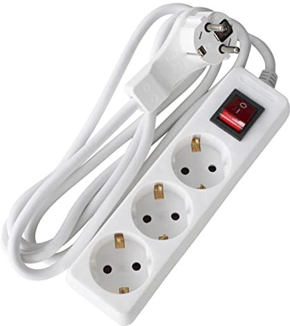 as - Schwabe Ciabatta elettrica a 3 prese con spina piatta per interni con maggiore protezione da contatto, spina di protezione estremamente piatta da 230 V, 16 A, IP20, colore bianco as 11391