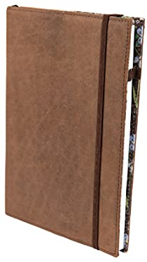 skaard a5 Notizbuch aus Leder, Nachfüllbar, Punktraster mit Braun/Flower-Design